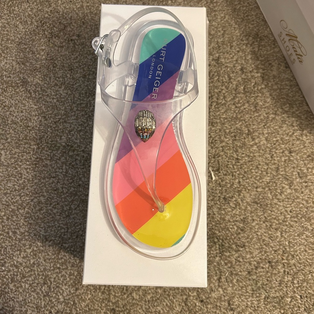 Kurt Geiger Clear Sandals with Vibrant Multicolor Insole